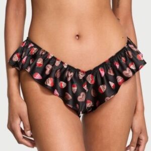 Victoria’s secret Satin flutter cheeky panty Heart Patterned Ruffled Panties XL